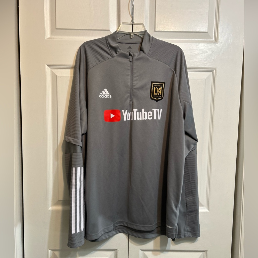 Adidas LAFC Youtube TV 1/4 Zip Shirt Men’s Size 2XL Long  Sleeve Gray
